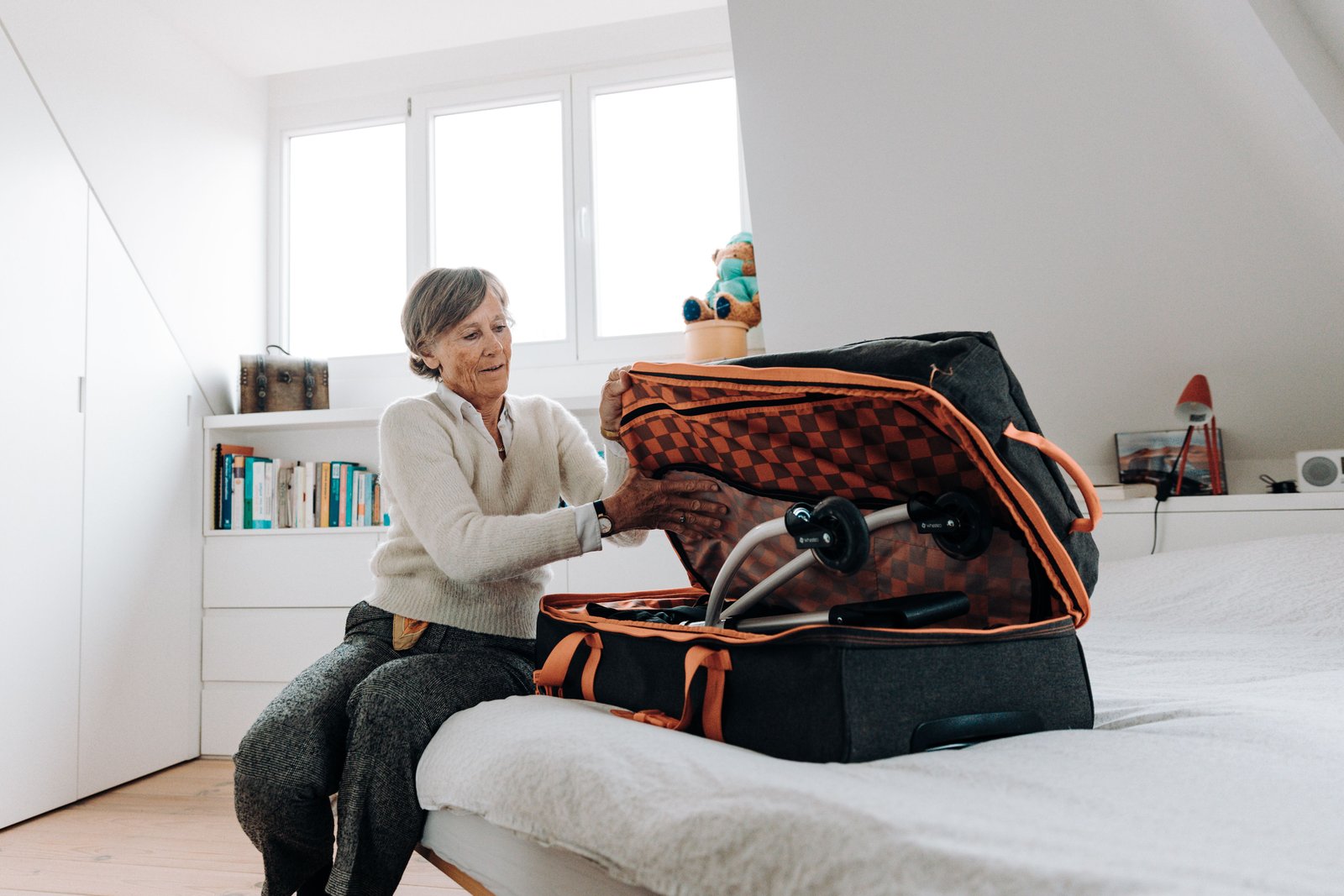 Older adult preparing for travel